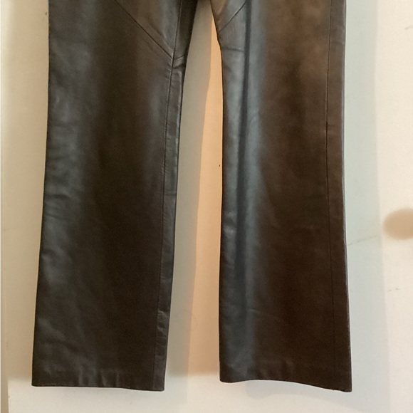 Neto 100% Lambskin Leather High Waisted Pants Colour Brown Size 6 - Picture 4 of 10